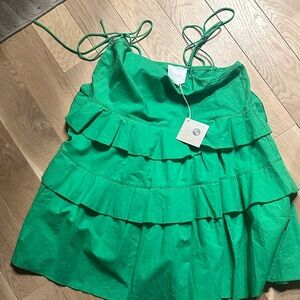 Elegant Green Tiered Mini Dress